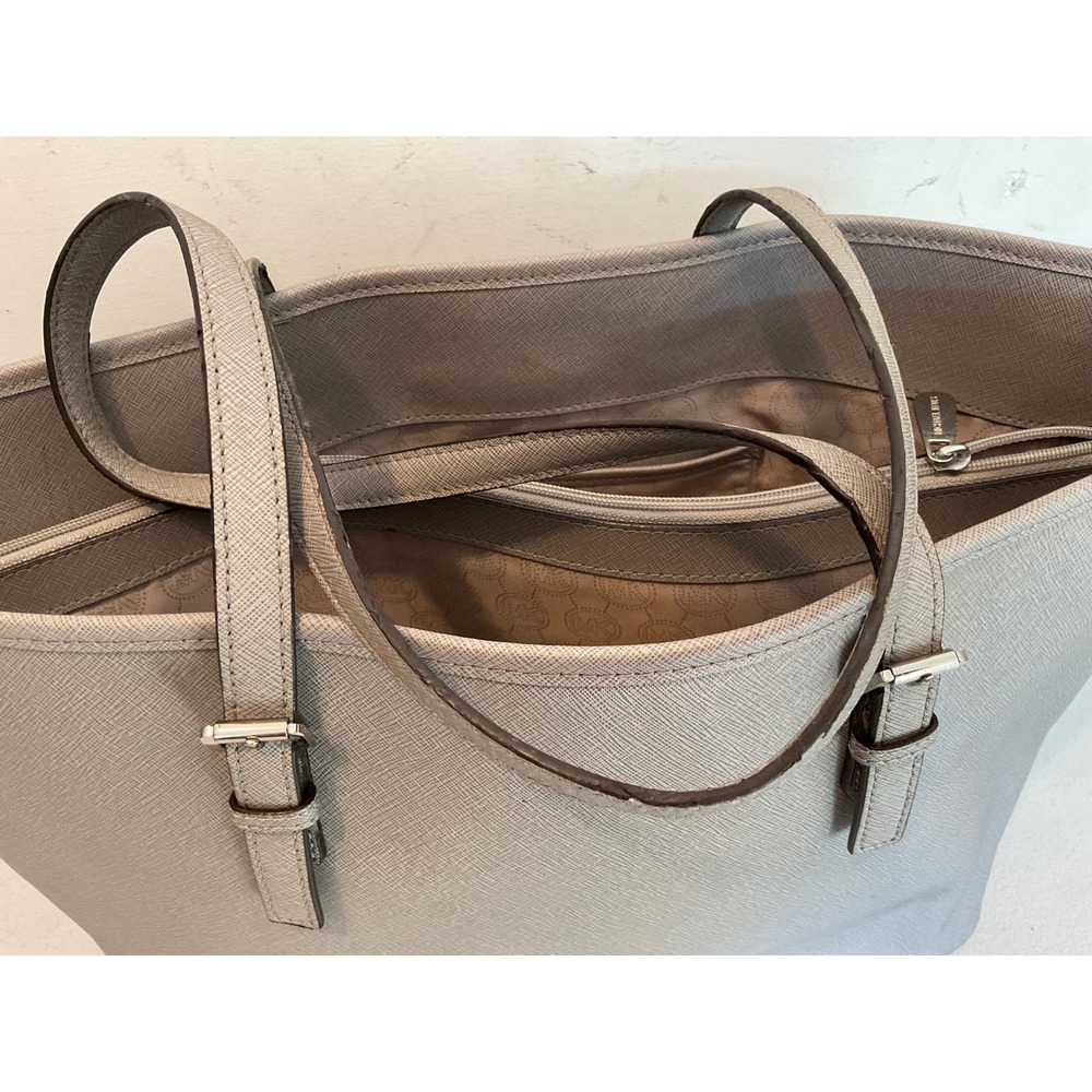 Michael Kors Large Tote Grey Saffiano Leather Shoulder Bag Silver Logo - Picture 4 of 8